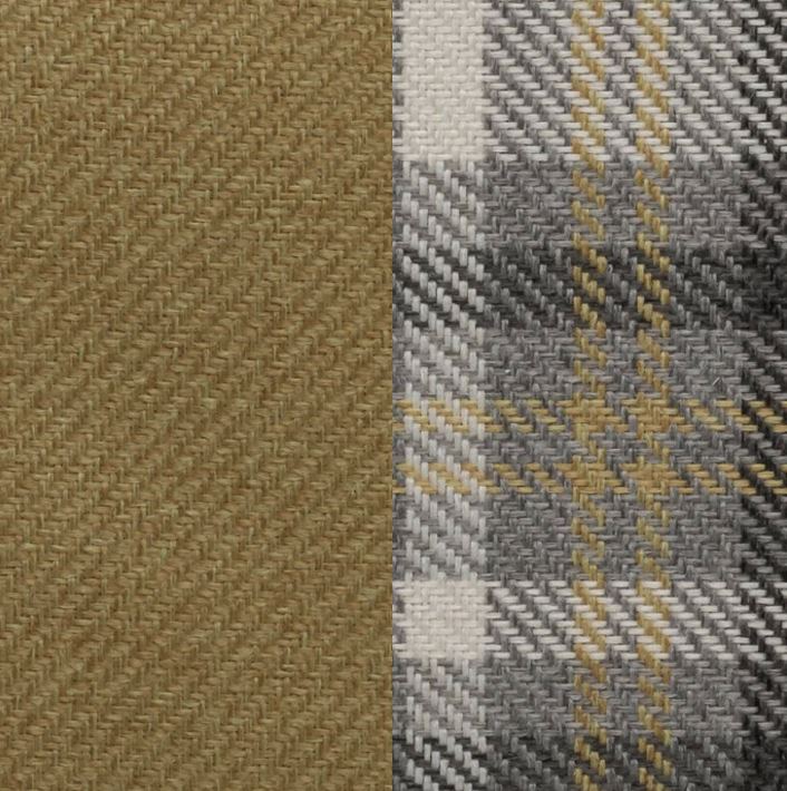 Tissu jaune moutarde / Assise tartan moutarde