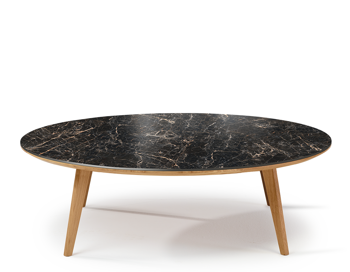 Table basse ronde F1 en chêne et céramique bois teinte naturelle ...