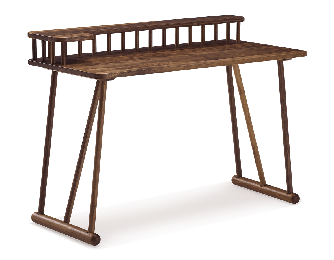 Walnut design desk with left return 80 cm - Odesk | Maison Saulaie