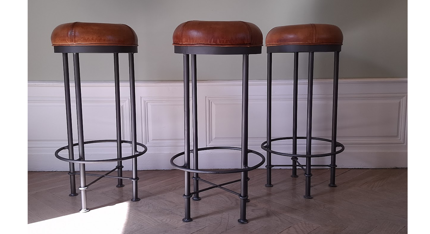 Tabouret De Bar Cuir Et Metal
