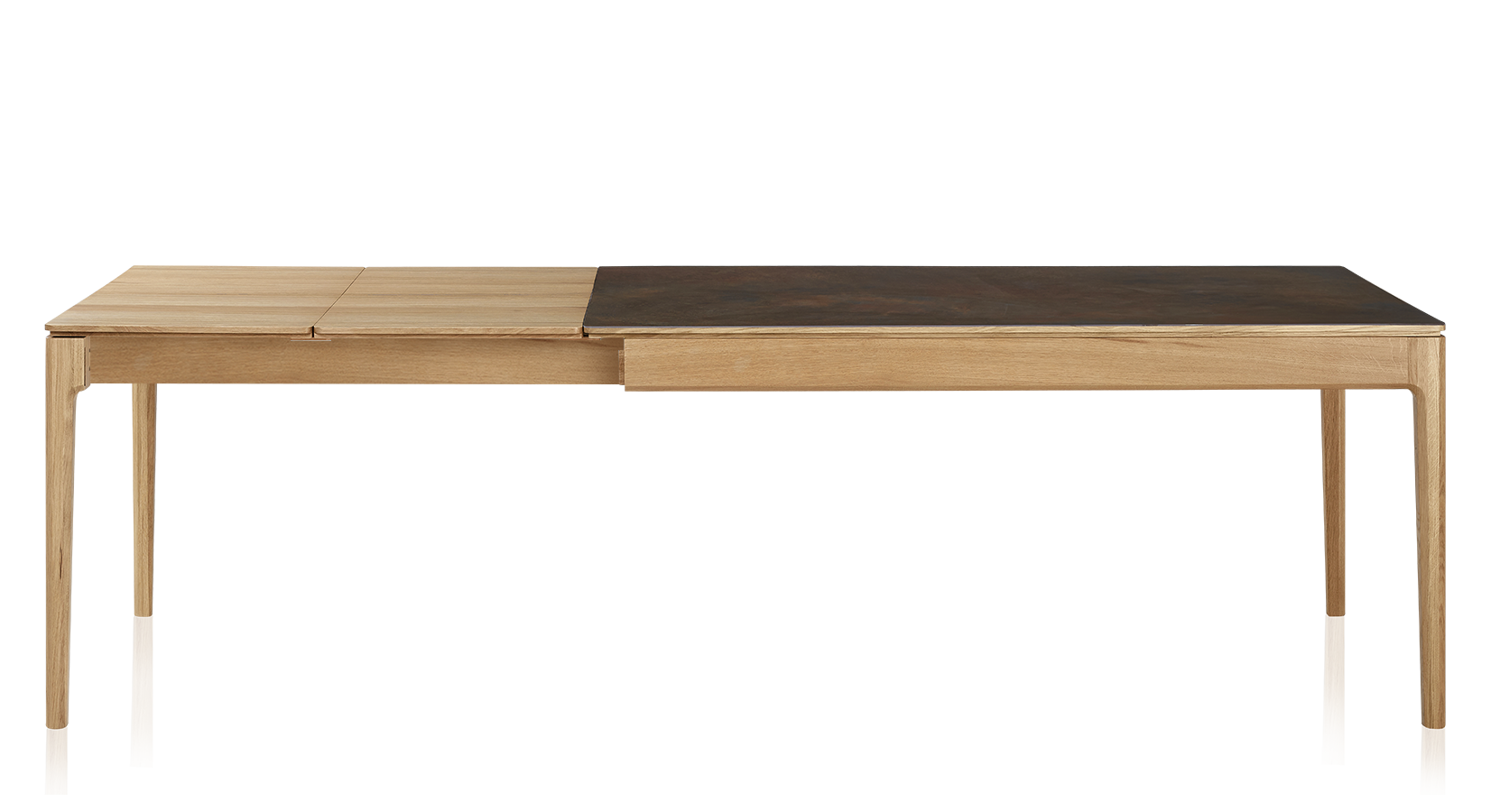 Table extensible en chêne naturel et céramique brune oxydée 180x90 cm ...
