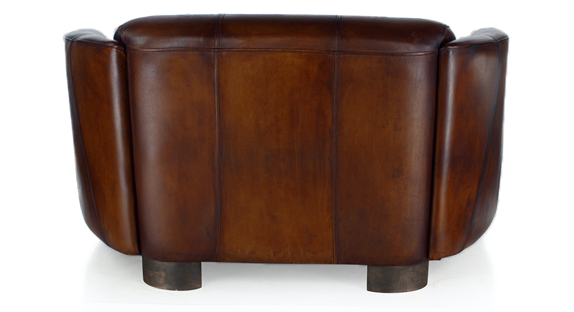 Canapé Club En Cuir Marron – 165 Cm – Assise 140x60 – Coussin Amovible