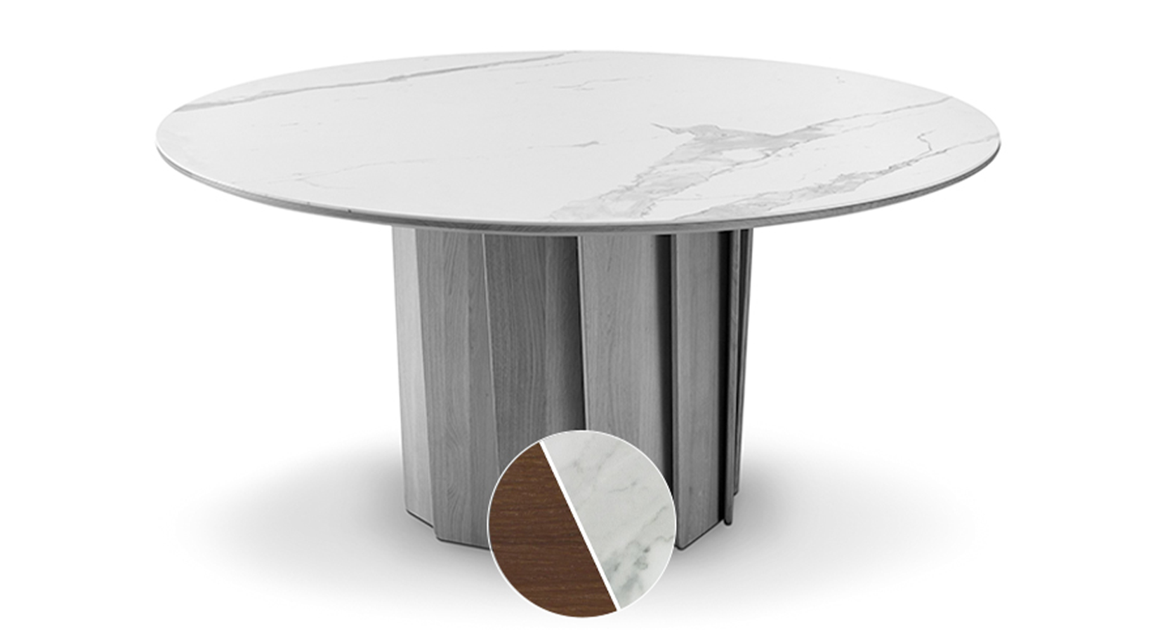 Table salle a manger ronde 8 personnes en chêne naturel et céramique