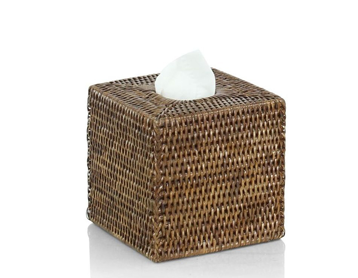 Boîte a mouchoirs carré en rotin brun - Bane | Maison Saulaie