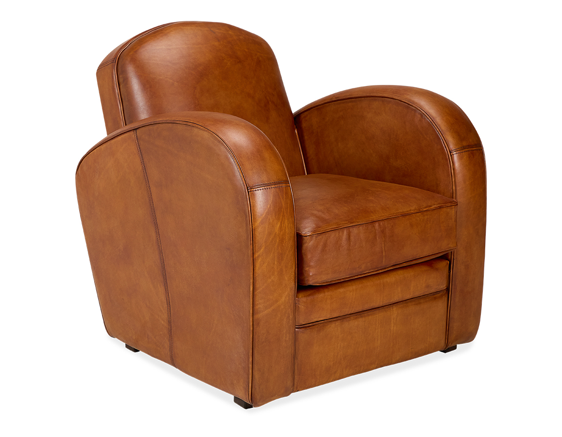 Fauteuil club cuir marron clair - Alfred
