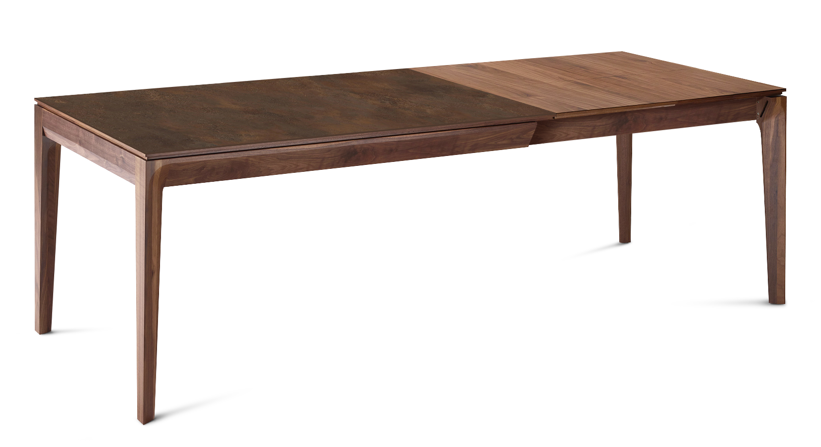 Table Extensible 6 12 Personnes En Noyer Et C ramique Brune Oxyd e table-extensible-6-12-personnes-en-noyer-et-c-ramique-brune-oxyd-e