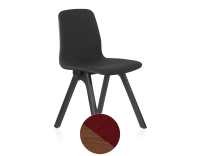 Chaise design en chêne tapissé bois teinte noyer assise tissu bordeaux