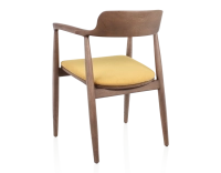 Chaise scandinave bois teinte noyer et tissu jaune Chaise scandinave bois teinte noyer et tissu jaune