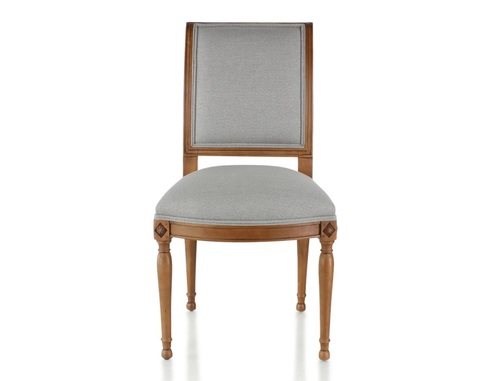 Chaise ancienne style directoire bois teinte ancienne et tissu gris clair Chaise ancienne style directoire bois teinte ancienne et tissu gris clair