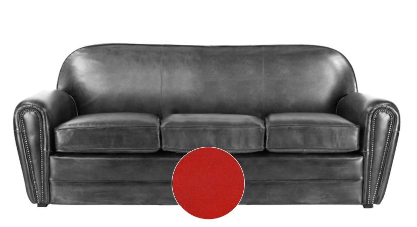 3 seater leather club sofa red studded armrests 3 seater leather club sofa red studded armrests
