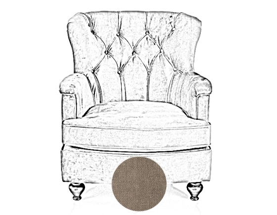 Fauteuil Chesterfield tissu taupe moyen dossier