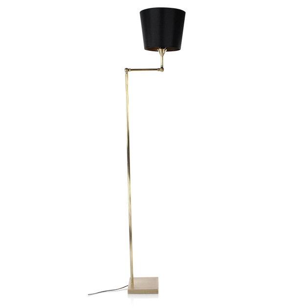 Lampadaire salon articulé doré abat jour noir intérieur doré Lampadaire salon articulé doré abat jour noir intérieur doré