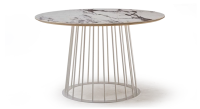 Table salle à manger ronde en chêne et céramique pied métal blanc et plateau céramique effet marbre blanc m3 120x120 Table salle à manger ronde en chêne et céramique pied métal blanc et plateau céramique effet marbre blanc m3 120x120