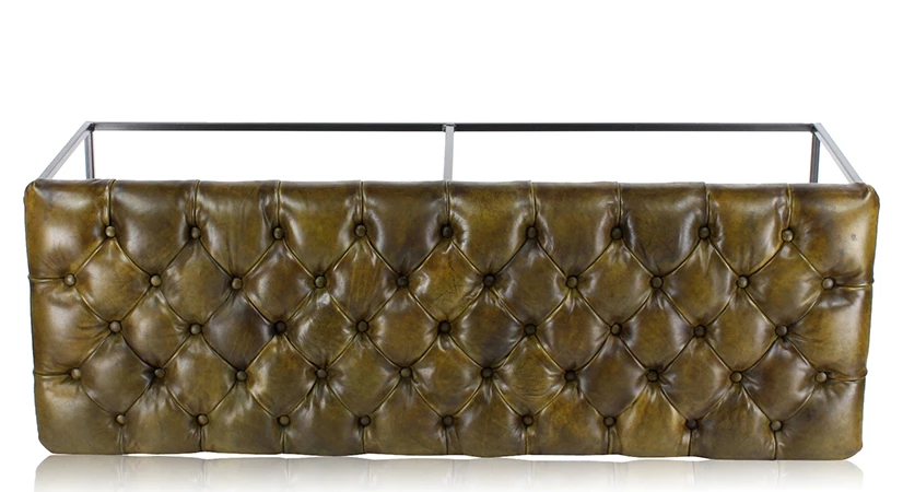 Banc Chesterfield cuir vert olive