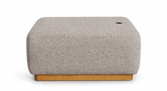 Pouf en tissu chiné beige