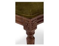 Chaise ancienne style Louis XVI bois teinte marron foncée dossier canné assise tissu velours vert olive Chaise ancienne style Louis XVI bois teinte marron foncée dossier canné assise tissu velours vert olive