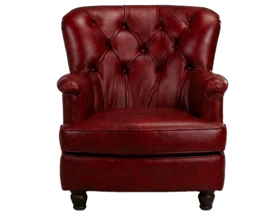 Sillón Chesterfield de piel rojo carmín medio respaldo