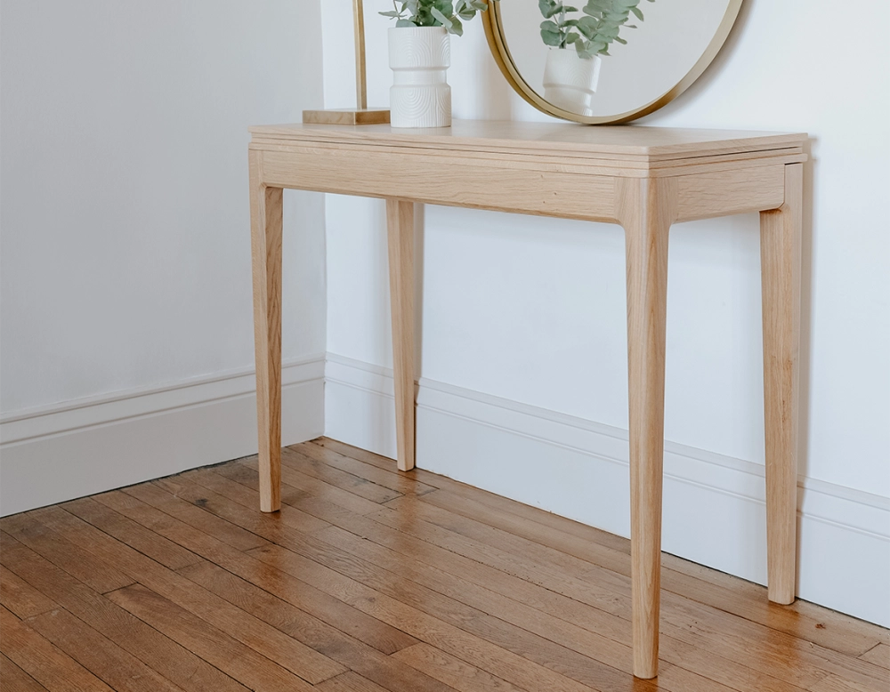 Folding oak console table natural tint 100x40 cm Folding oak console table natural tint 100x40 cm