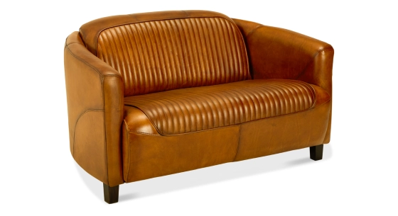 Canapé club cuir 2 places cognac