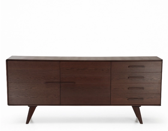 Buffet 3 portes en chêne bois teinte foncé