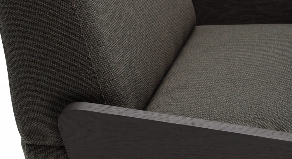 Designer armchair without armrests oak stained anthracite, dark grey fabric seat Designer armchair without armrests oak stained anthracite, dark grey fabric seat