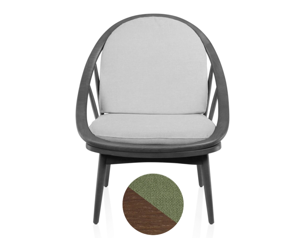 Scandinavian armchair dark brown stained wood and green fabric Scandinavian armchair dark brown stained wood and green fabric