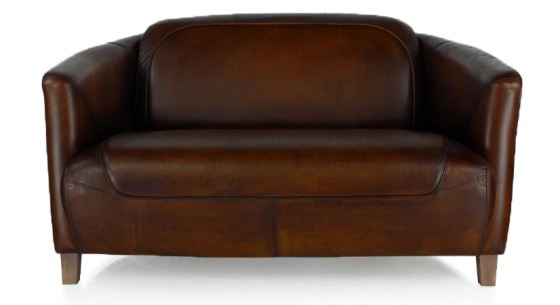2 seater leather club sofa dark brown