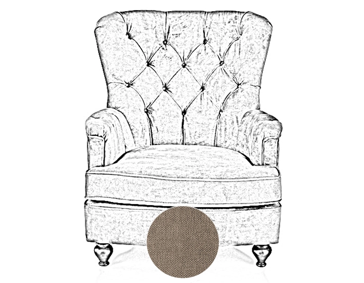 Fauteuil Chesterfield tissu taupe haut dossier Fauteuil Chesterfield tissu taupe haut dossier