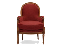 Sillón bergère moldurado estilo Luis XVI bois teinte ancienne et tissu bordeaux