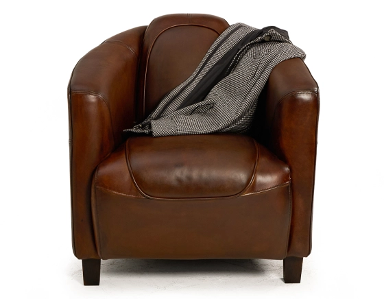 Fauteuil club cuir marron vintage