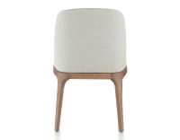 Chaise design bois teinte noyer et tissu beige naturel Chaise design bois teinte noyer et tissu beige naturel