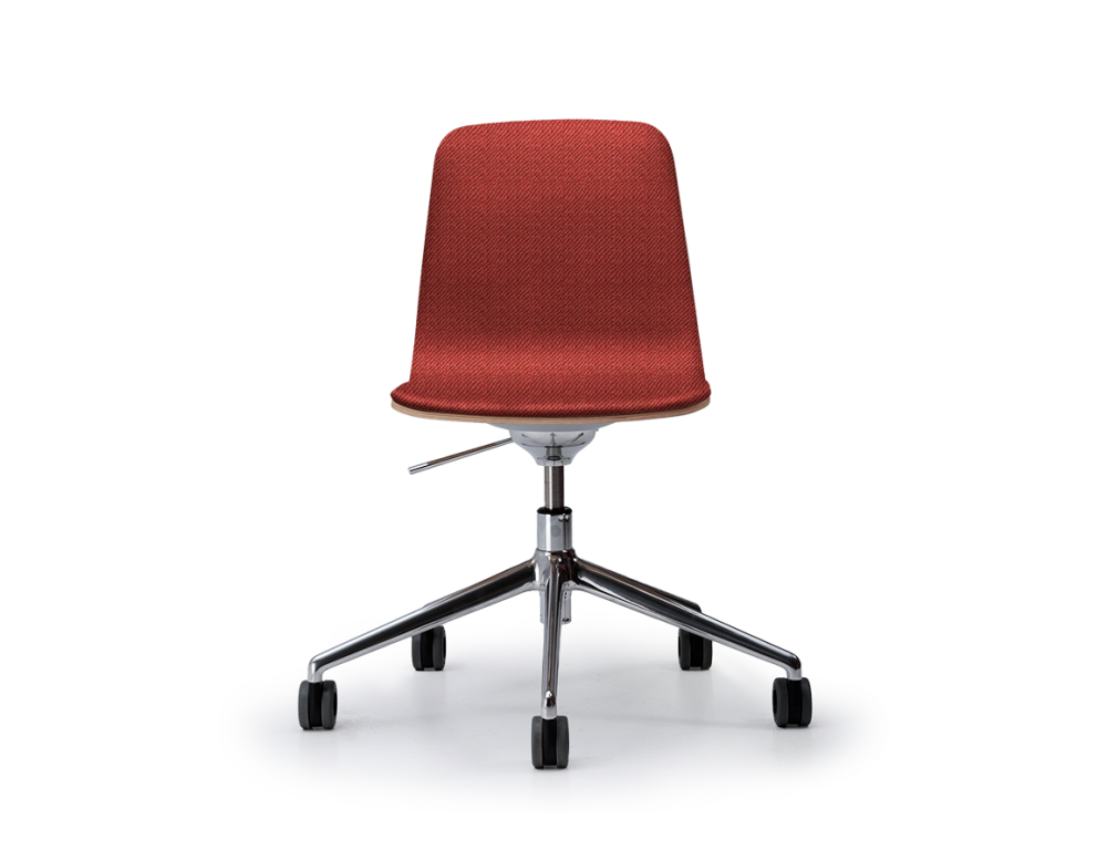 Chaise de bureau design pied métal alu à roulette assise tissu rouge pourpre Chaise de bureau design pied métal alu à roulette assise tissu rouge pourpre