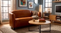 3 seater leather club sofa light brown