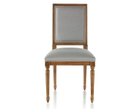 Chaise ancienne style Louis XVI bois teinte ancienne et tissu gris clair Chaise ancienne style Louis XVI bois teinte ancienne et tissu gris clair