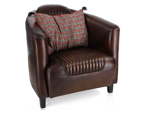 Leather club armchair dark brown