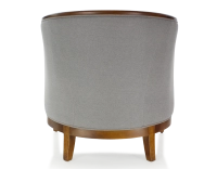 Fauteuil ancien accoudoirs moulurés bois teinte ancienne et tissu gris clair Fauteuil ancien accoudoirs moulurés bois teinte ancienne et tissu gris clair