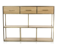 Console design frêne teinte naturelle et métal patine laiton Console design frêne teinte naturelle et métal patine laiton