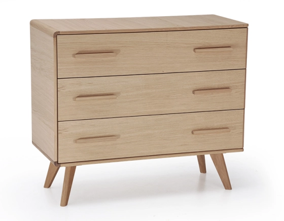 3-drawer oak chest of drawers natural wood finish