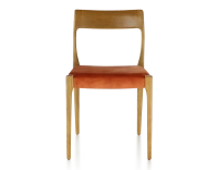 Scandinavian chair cherry-stained wood, terracotta velvet seat Scandinavian chair cherry-stained wood, terracotta velvet seat
