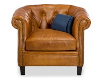 Chesterfield leather armchair cognac studded armrests Chesterfield leather armchair cognac studded armrests