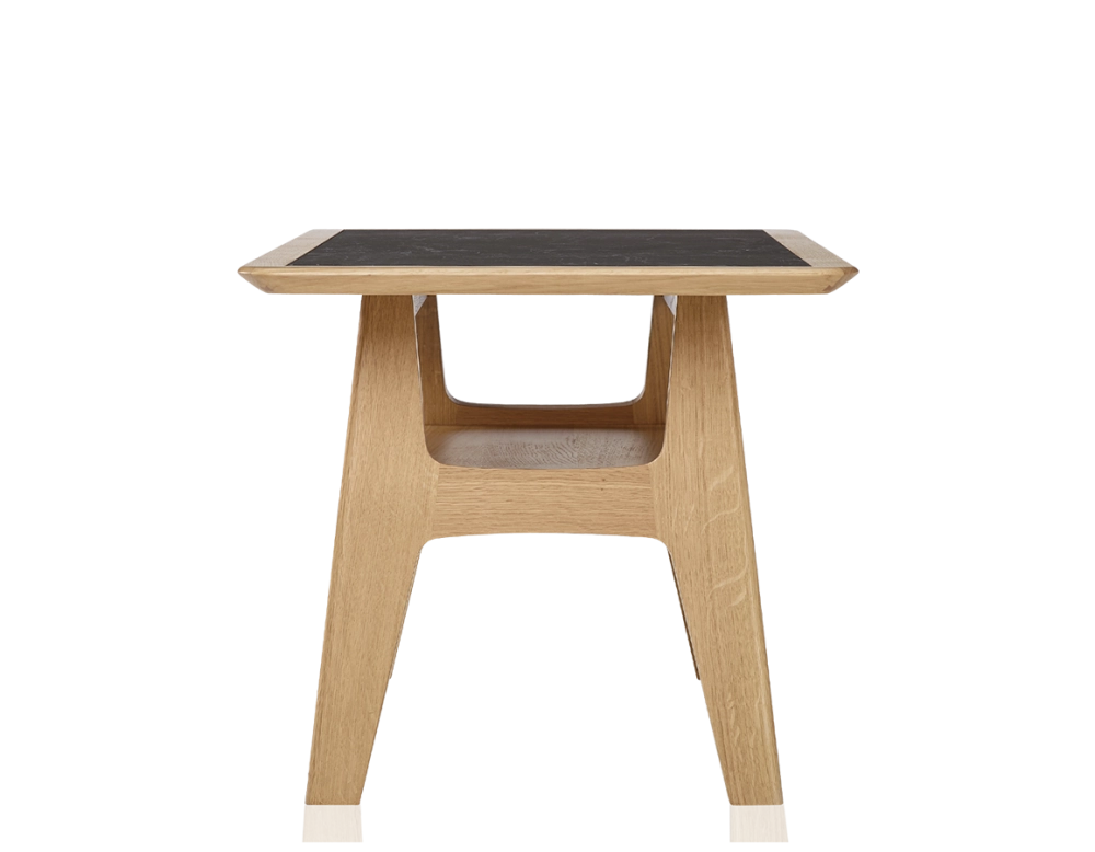 Rectangular coffee table in oak and ceramic with natural stained wood, slate effect ceramic top 100x50 cm Rectangular coffee table in oak and ceramic with natural stained wood, slate effect ceramic top 100x50 cm