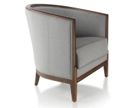 Fauteuil ancien bois teinte noyer et tissu gris clair Fauteuil ancien bois teinte noyer et tissu gris clair