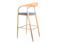 Bar stool h80 cm natural tint blue jean fabric seat natural wood stain and denim fabric Bar stool h80 cm natural tint blue jean fabric seat natural wood stain and denim fabric