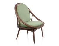 Fauteuil scandinave bois teinte noyer et tissu vert Fauteuil scandinave bois teinte noyer et tissu vert