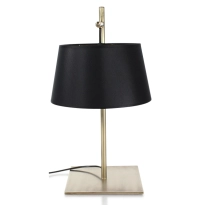 Gold angle table lamp, black lampshade, gold interior