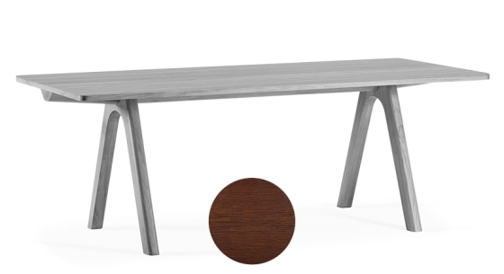 Table salle à manger 8 personnes en chêne teinte marron foncé plateau bois 180x100 cm