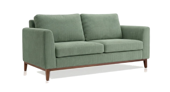 Canapé design 2,5 places tissu velours côtelé vert forêt