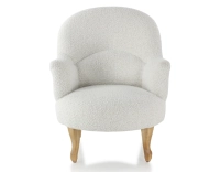 Fauteuil crapaud avec accoudoirs pieds bois teinte naturelle et tissu bouclé blanc Fauteuil crapaud avec accoudoirs pieds bois teinte naturelle et tissu bouclé blanc