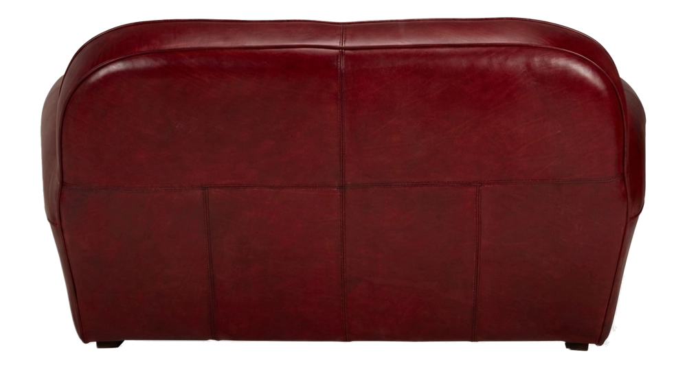2 seater leather club sofa burgundi studded armrests