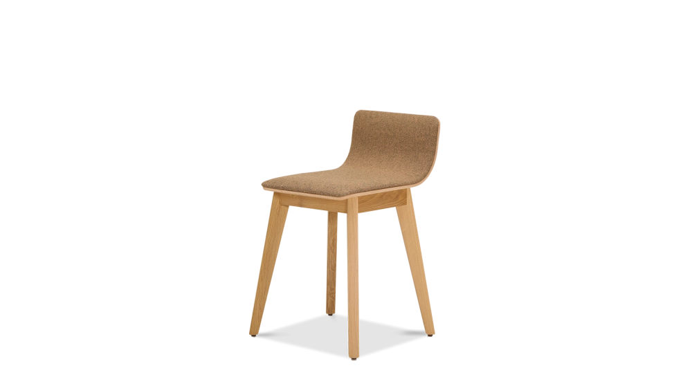 Tabouret design chêne teinte naturelle assise tissu marron Tabouret design chêne teinte naturelle assise tissu marron